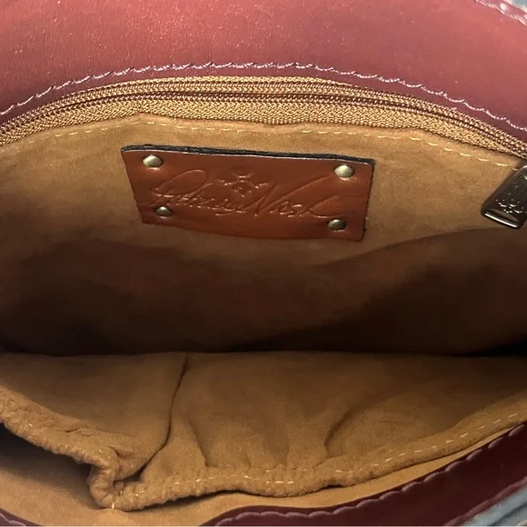 Patricia Nash NEW Venezia British tan magnetic Brown Floral Tooled Crossbody Bag - Picture 5 of 8